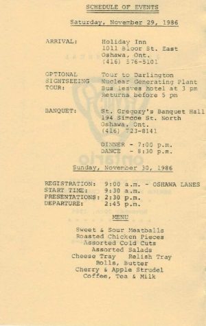 1986 Schedule of Events